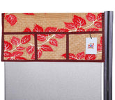 Fun Homes Leaf Design 3 Pieces PVC Fridge Mats,2 Piece Handle Cover and 1 Piece Fridge Top Cover (Gold & Red), Standard (Fun0170)